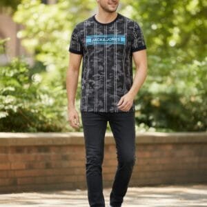 Jack & Jones Urban Camo & Stripe T-Shirt