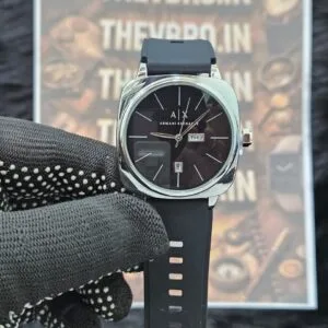 Armani Exchange 7A Quality Watch – Black Silicone Strap | Day & Date Working